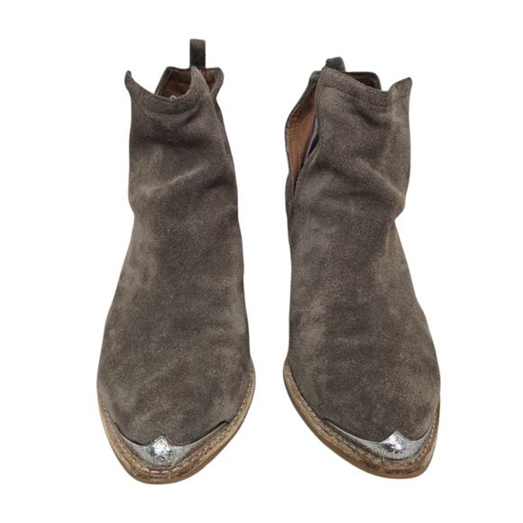 Jeffrey Campbell Cromwell Size 9.5 Suede Taupe Cut Out Western Ankle Boot Cutout - Picture 3 of 9